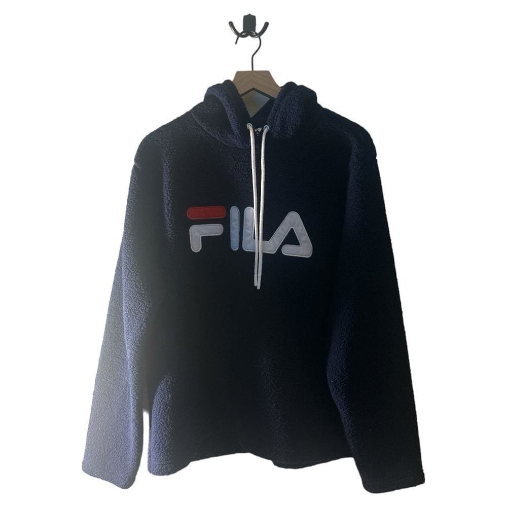 FILA Sherpa Hoodie Pullover Fuzzy Sweatshirt Cozy Warm XXL